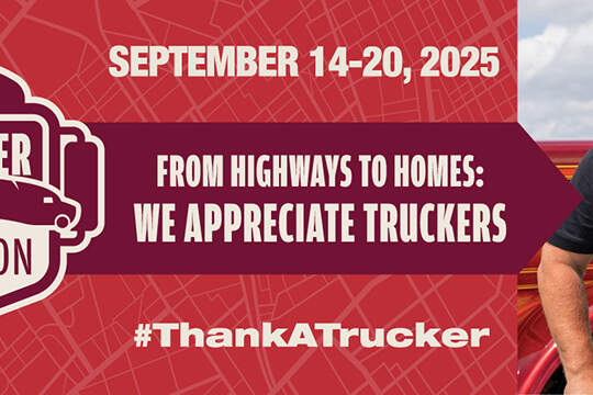 banner thanking truck drivers for National Trucker Appreciation week