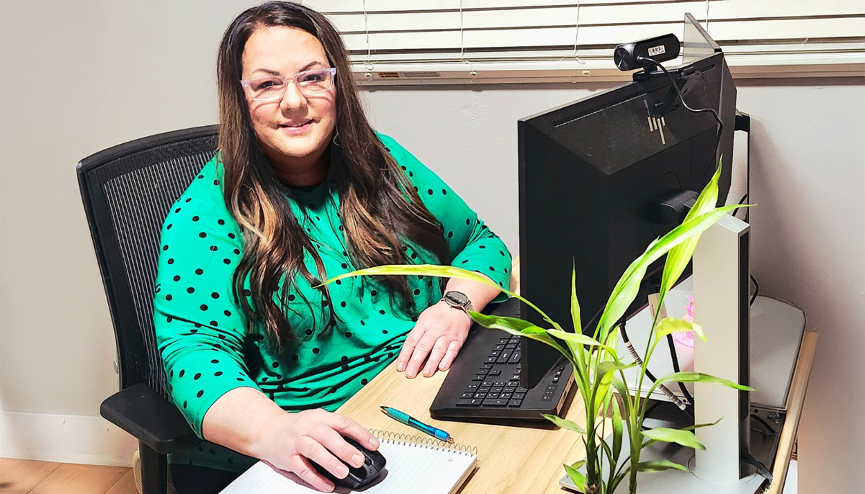 Julie Pulvermacher at her desk